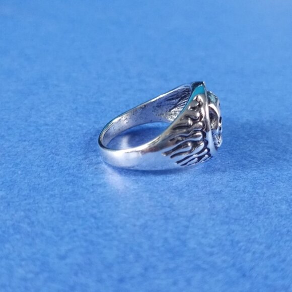 🔥💀 Flaming Gothic Skull Hip Hop Ring – Size 10 - Picture 3 of 4